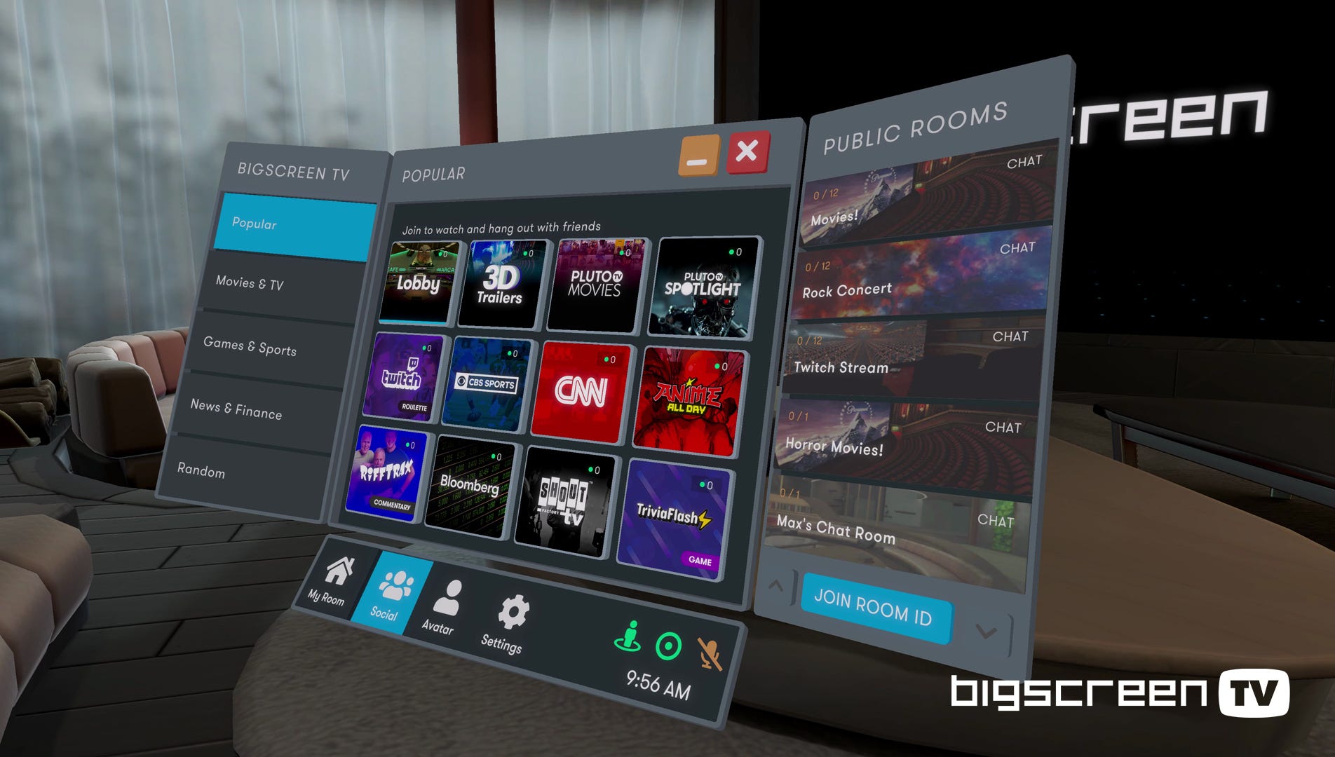 Introducing BIGSCREEN TV: watch movies, news, Twitch, sports, and 50+ channels with ...1904 x 1080