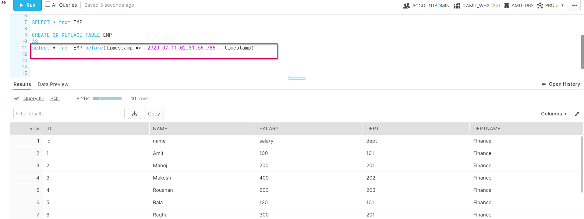 Time travelling feature in Snowflake by Amit Kumar Medium