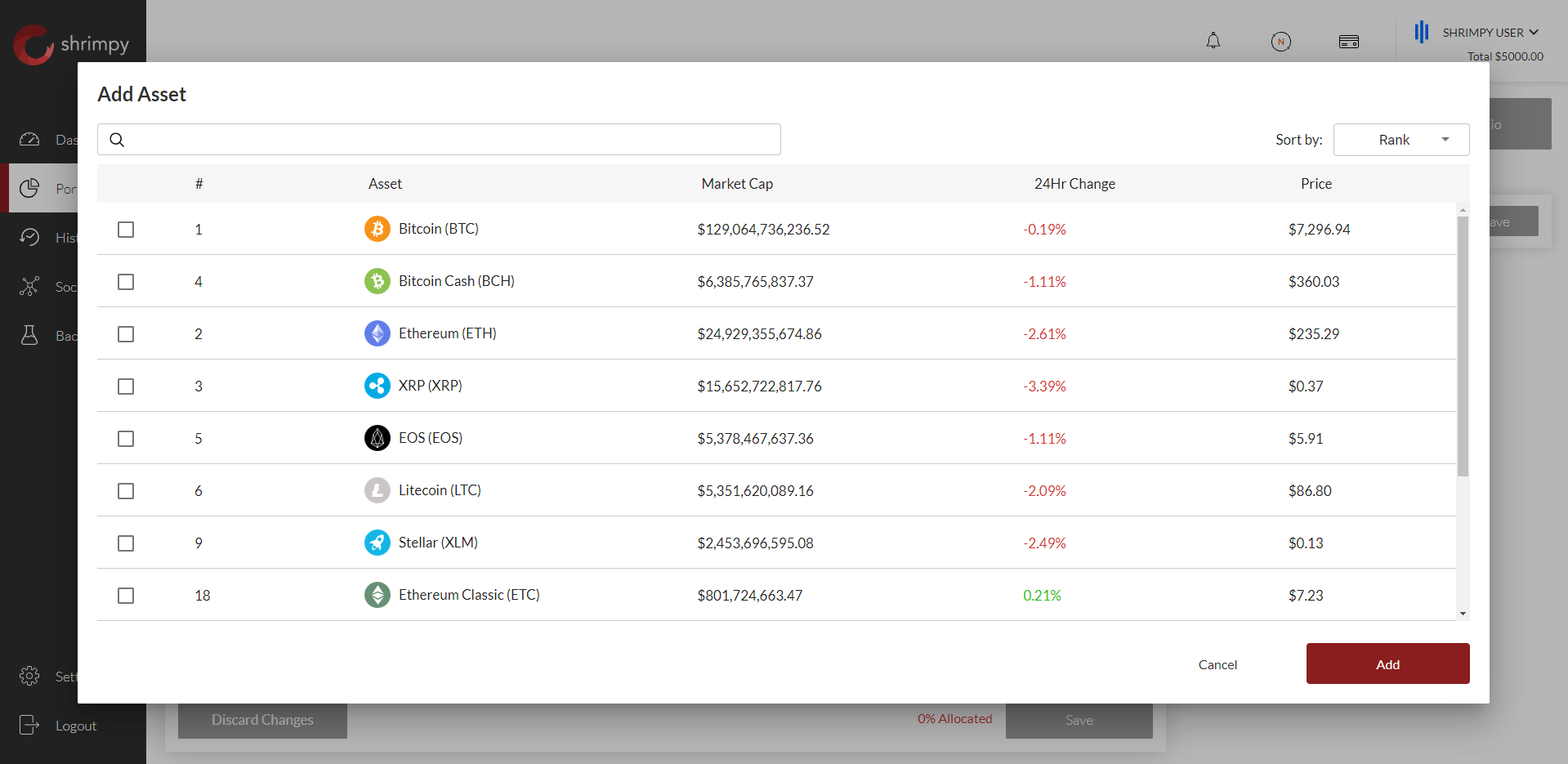 default portfolio coinbase pro