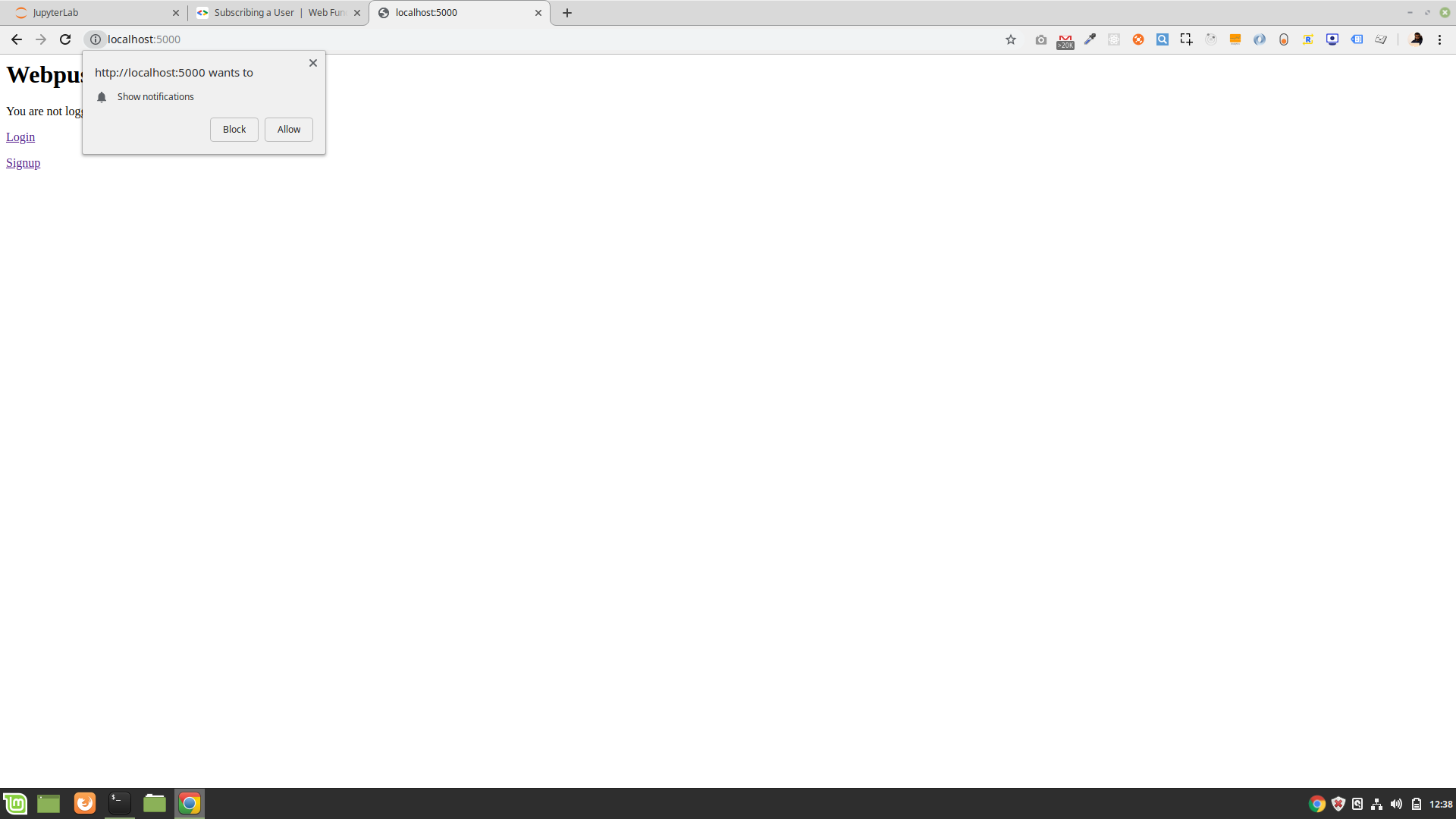 How to setup basic web push notification functionality using a Flask
