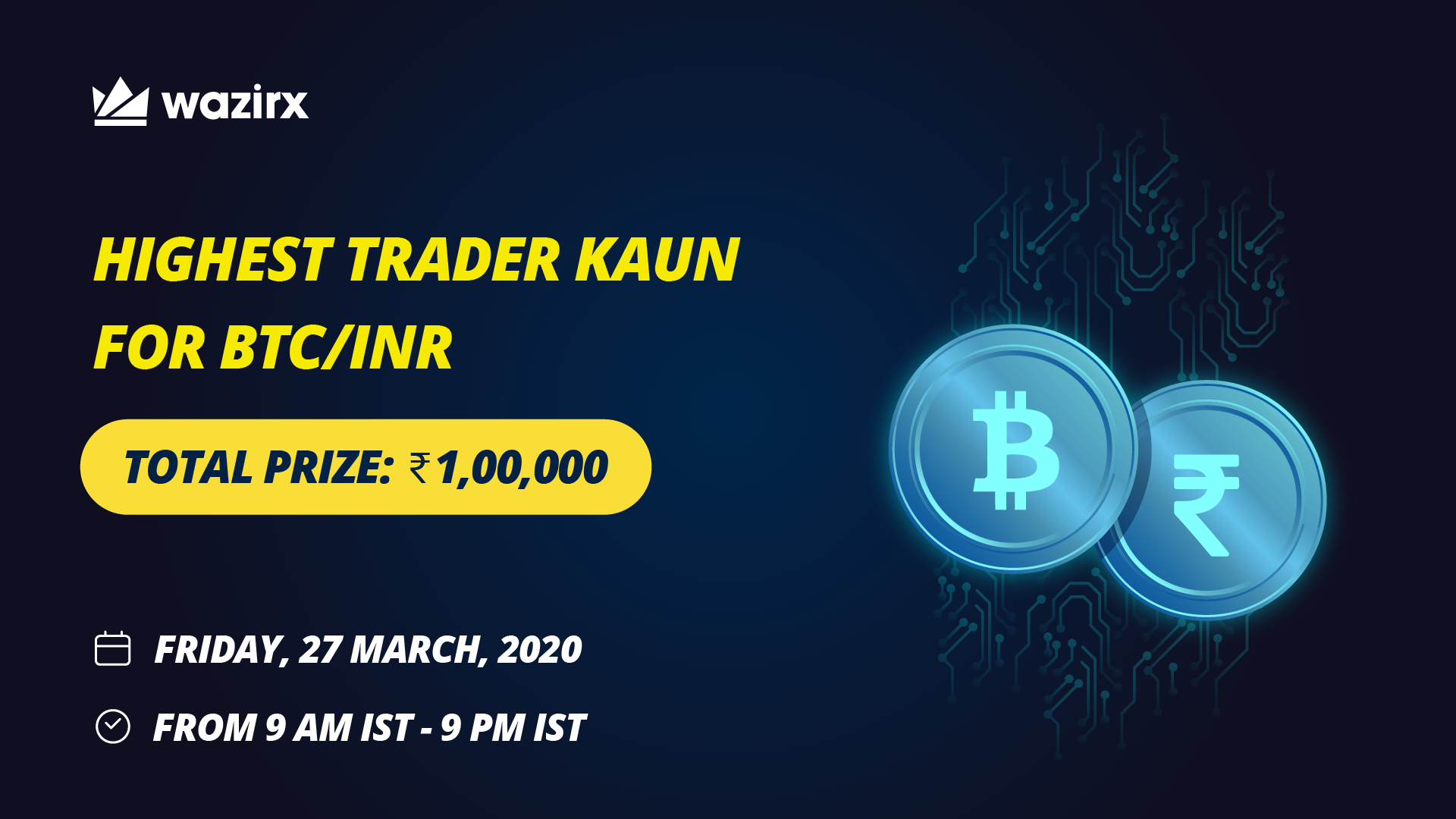 Highest Trader Kaun Btc Inr Total Prize Worth 1 00 000 Prizes For By Wazirx Bitcoin Exchange Wazirx Medium