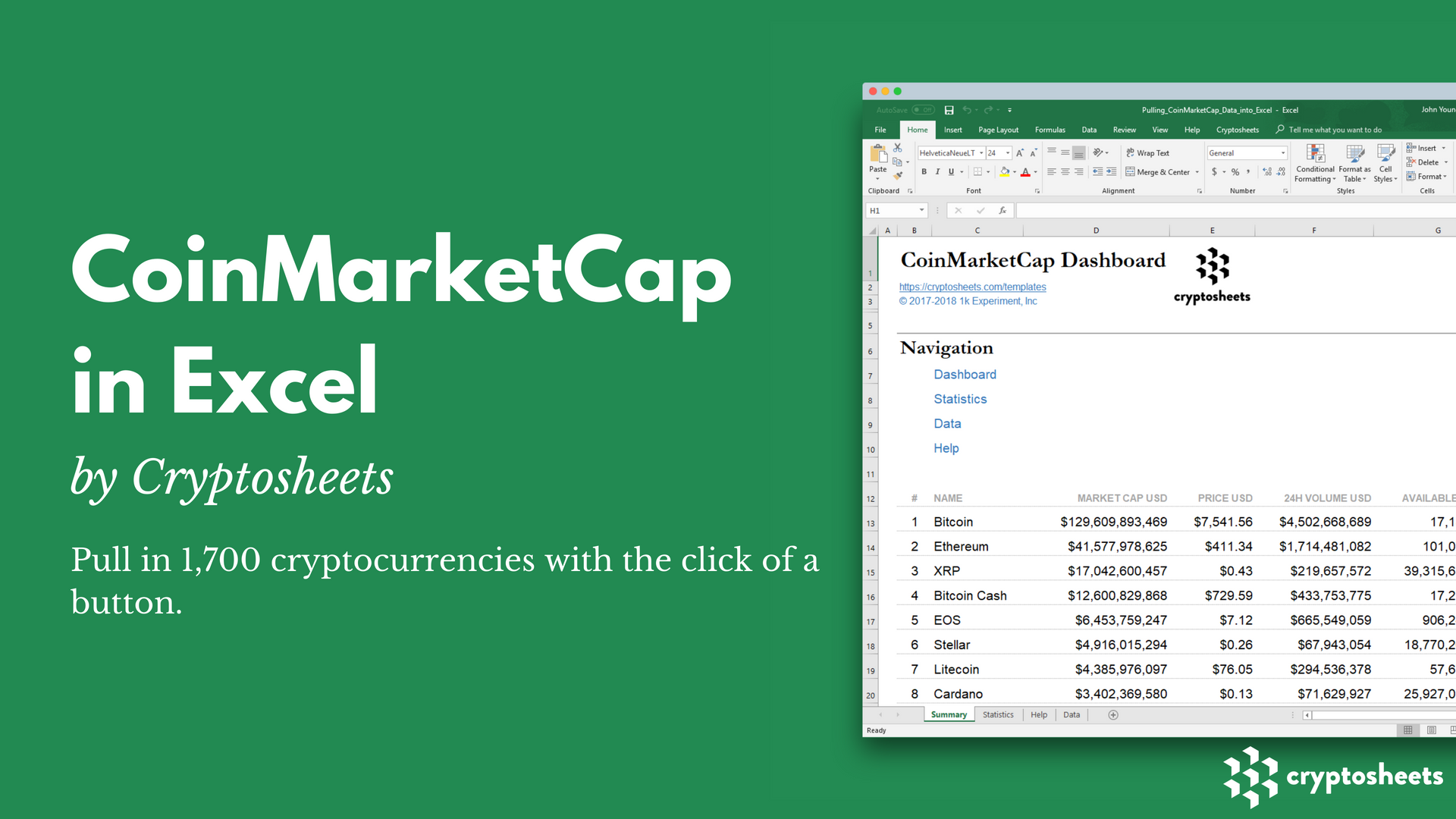 Financial Modeling For Cryptocurrencies A Coinmarketcap Spreadsheet That Doesn T Suck By John Young Cryptosheets Medium