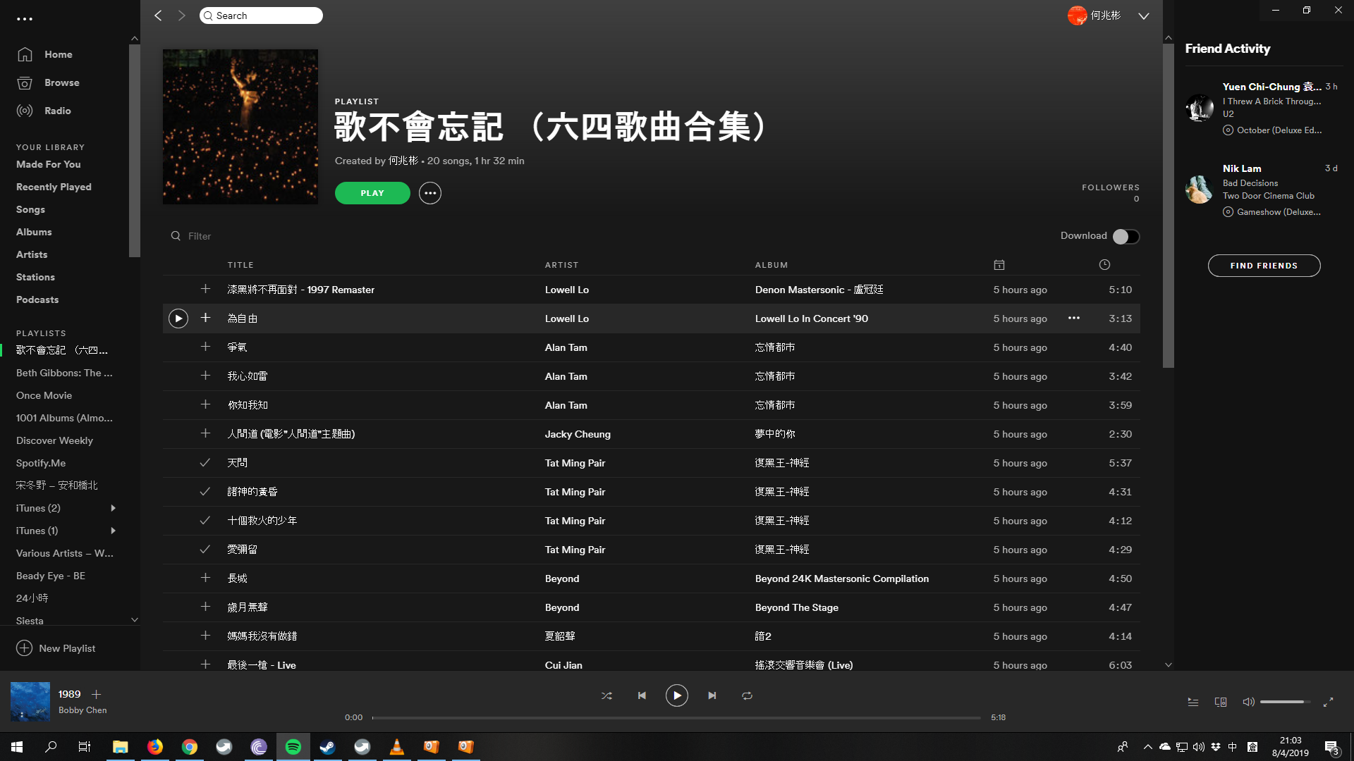 六四歌曲playlist Spotify 身在尼泊爾旅遊的朋友 前幾天突然whatsapp我 我突然想起譚詠麟 你知我知 By B Side 何兆彬 Medium