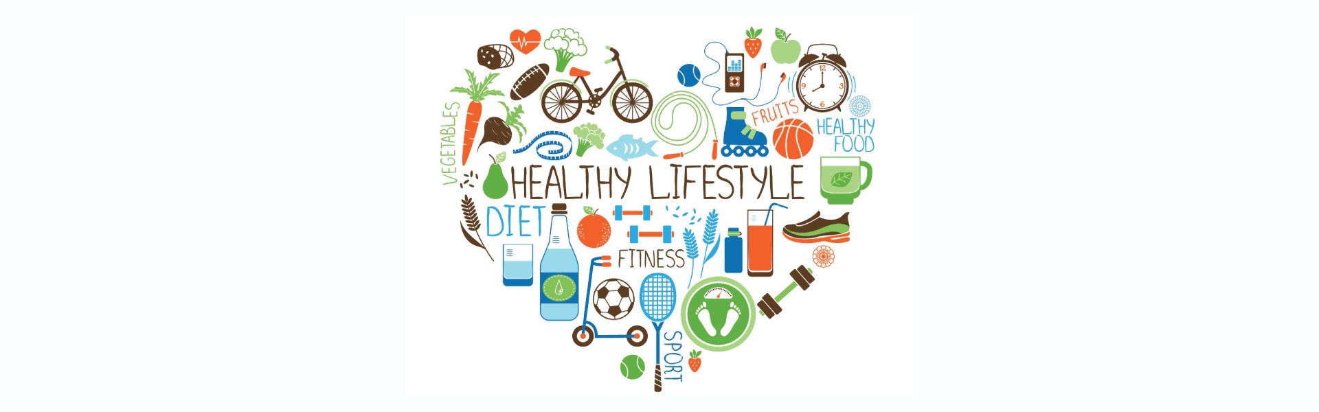 A healthy lifestyle image shaped as a heart