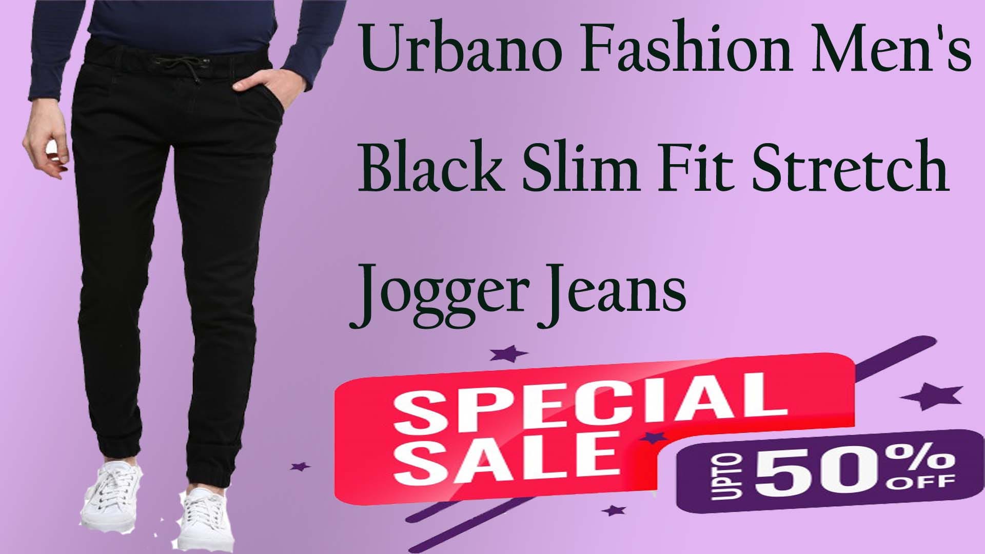 urbano fashion slim men's black jeans