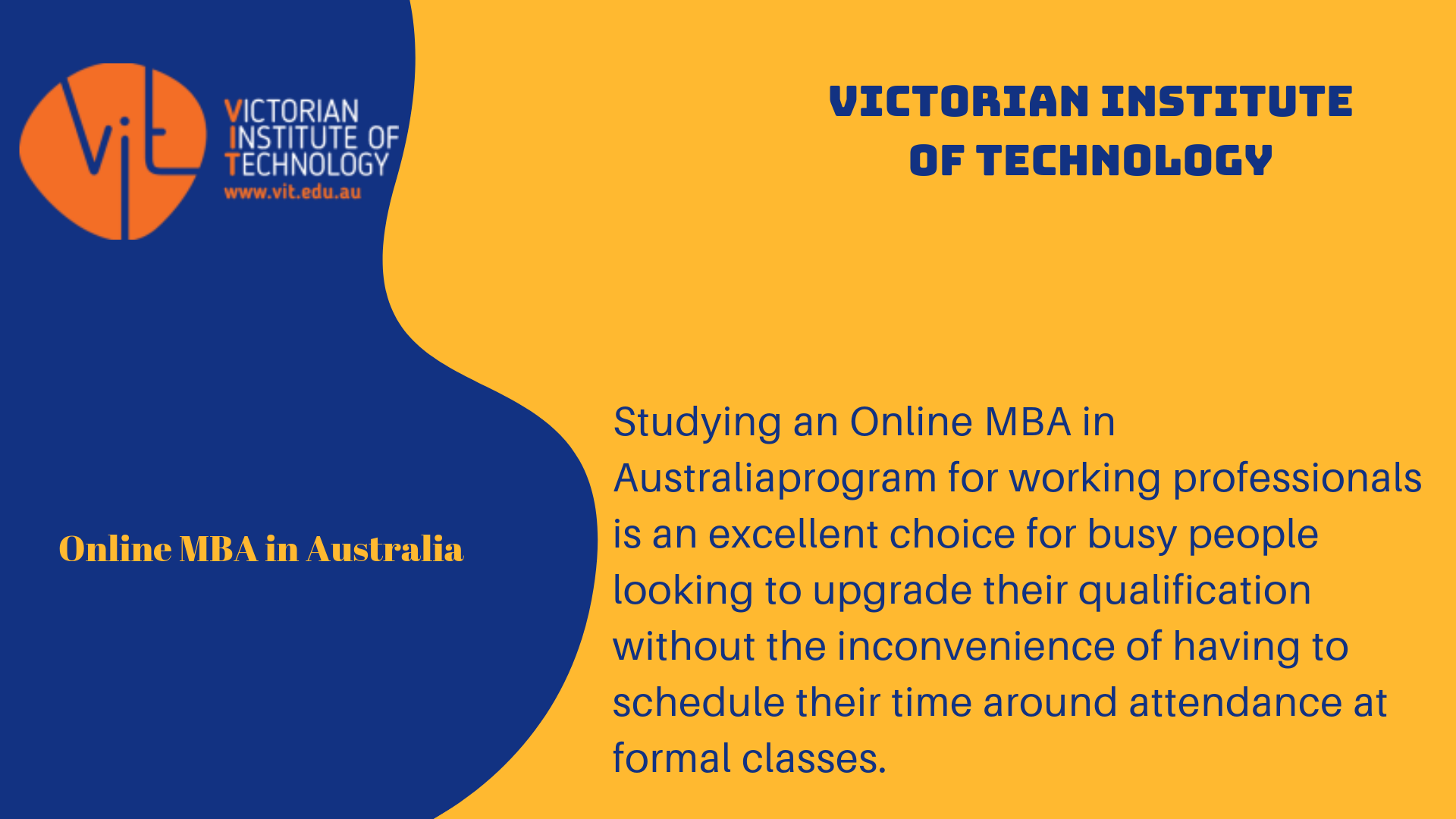 Online Mba In Australia From Vit Saves Time And Money