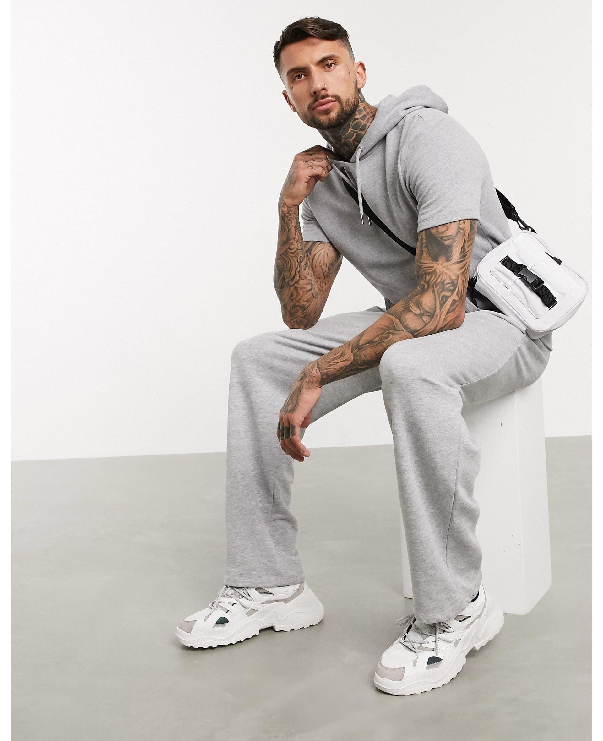 ASOS Organic short sleeve hoodie in gray marl