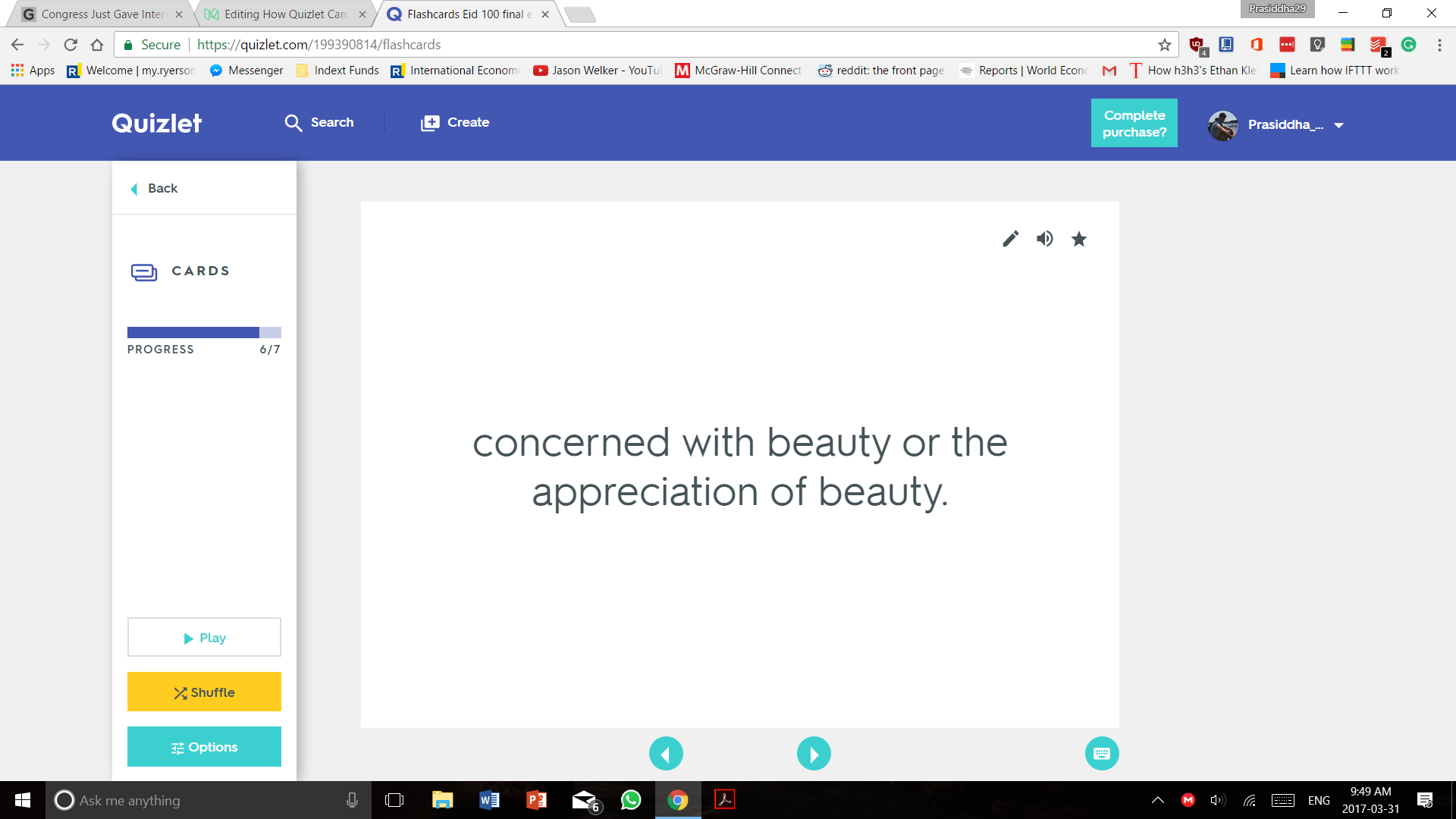 Make quizlet cards
