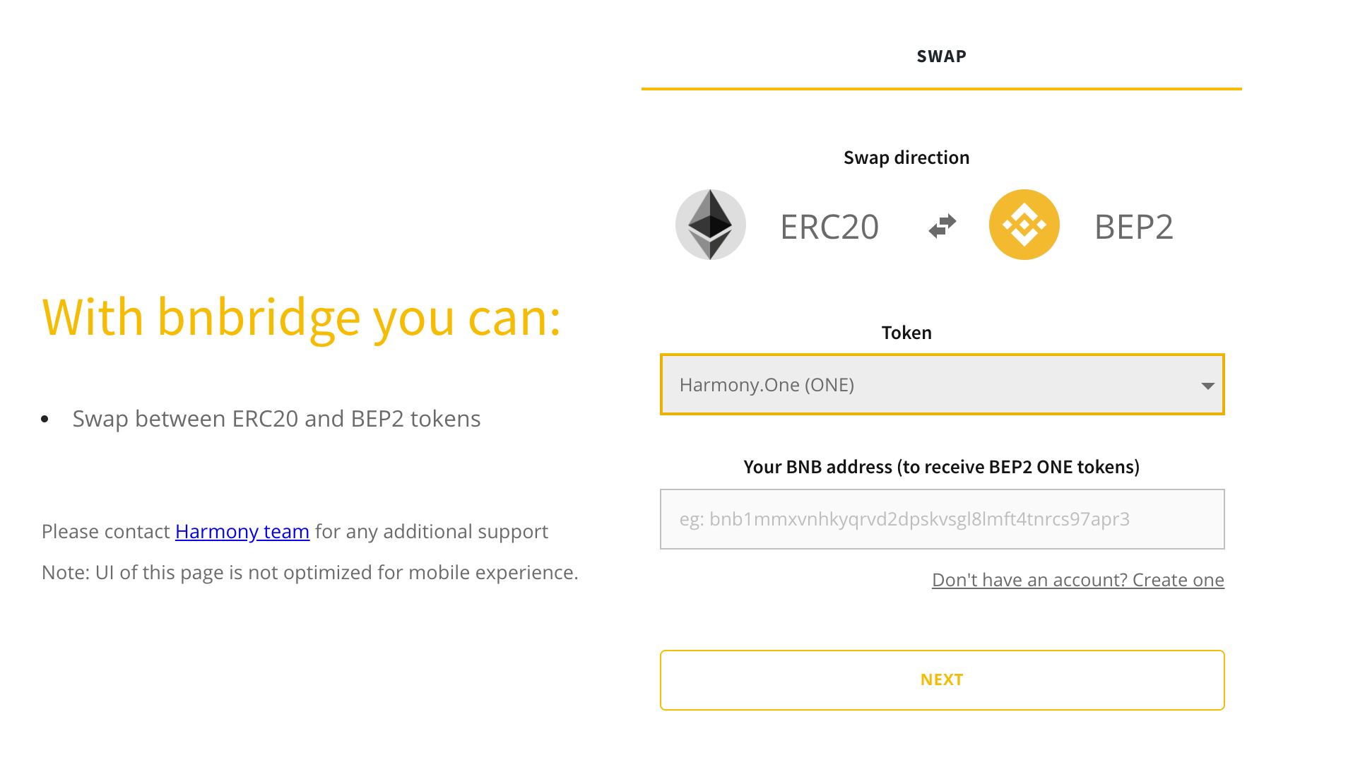 Harmony bridge now supports ERC20→BEP2 swap functionality