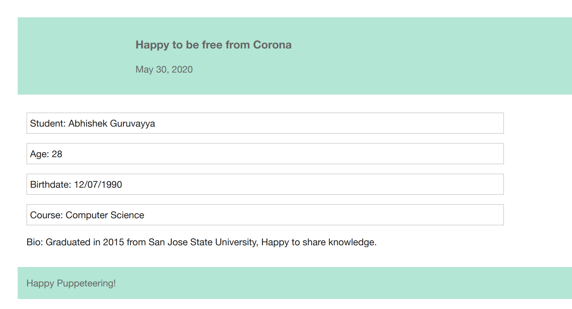 basic node js express app