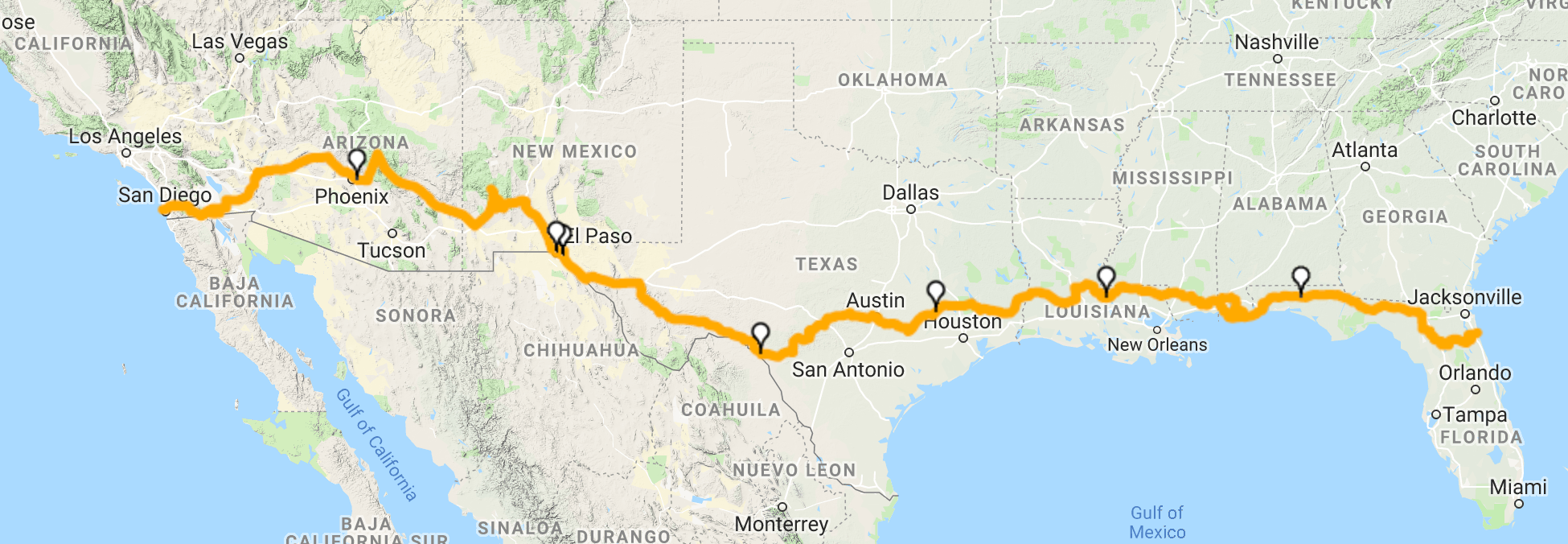David’s Southern Tier Bicycle Tour Notes by David Helder