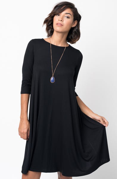 midi jersey dress with sleeves