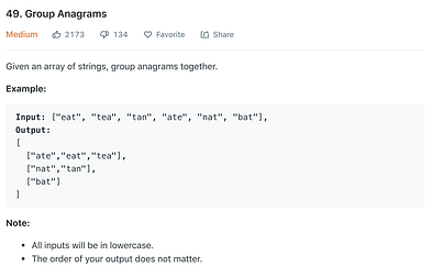 Group Anagrams. Here is a pretty common problem I came… | by Baruch ...