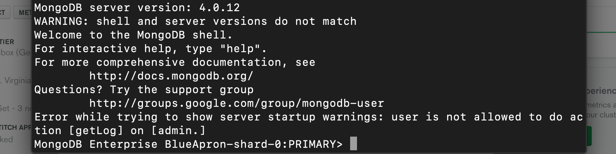 The command line is now connected and ready for me to interface with my cluster The command line is now connected and ready for me to interface with my cluster