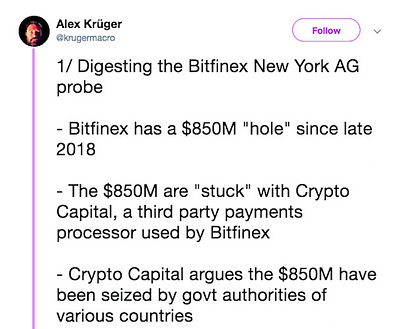 Alex Kruger on Bitfinex