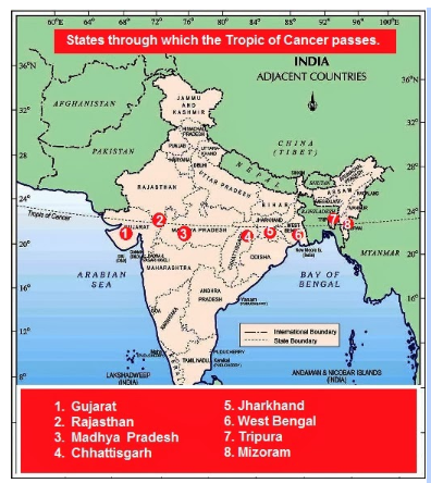 tropic of cancer in india map hd What Are Popped On The Line Of Tropic Of Cancer In India By tropic of cancer in india map hd