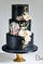 black wedding cake cake with flowers and gold bluelacecakes