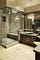 Master Bathroom Dark Wood Cabinet And Modern Tile Floor