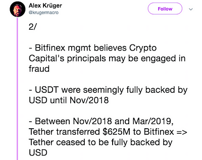 Alex Kruger about Tether controversy