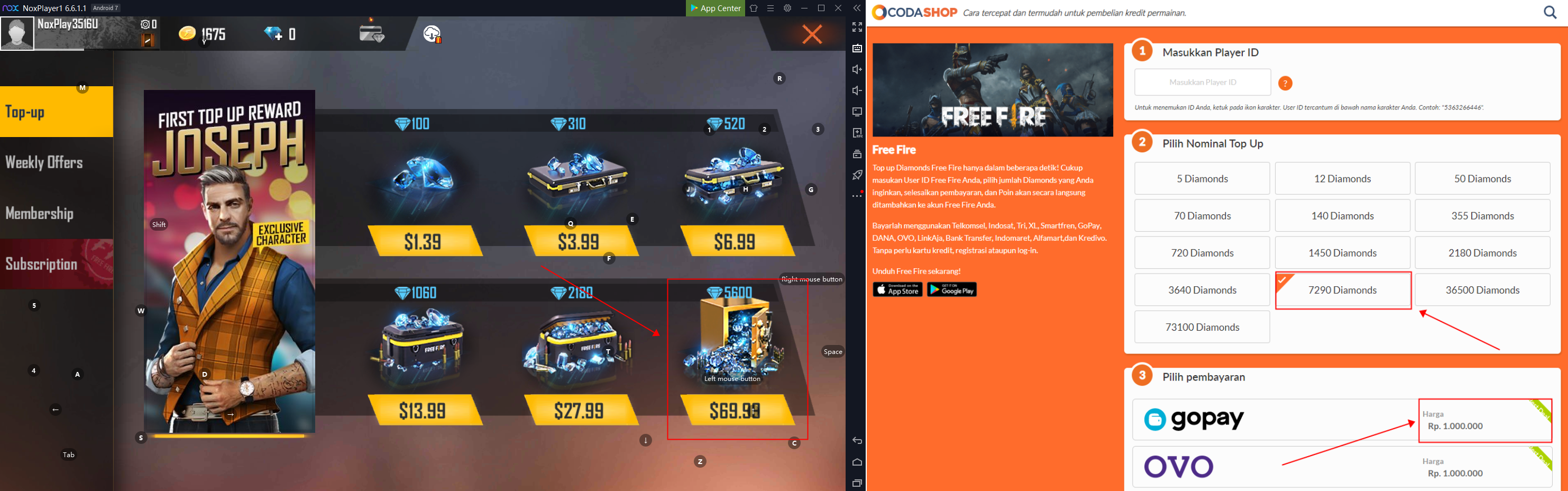 Play Garena Free Fire On Pc With Noxplayer Top Up With Codashop By Bowen Kou Medium