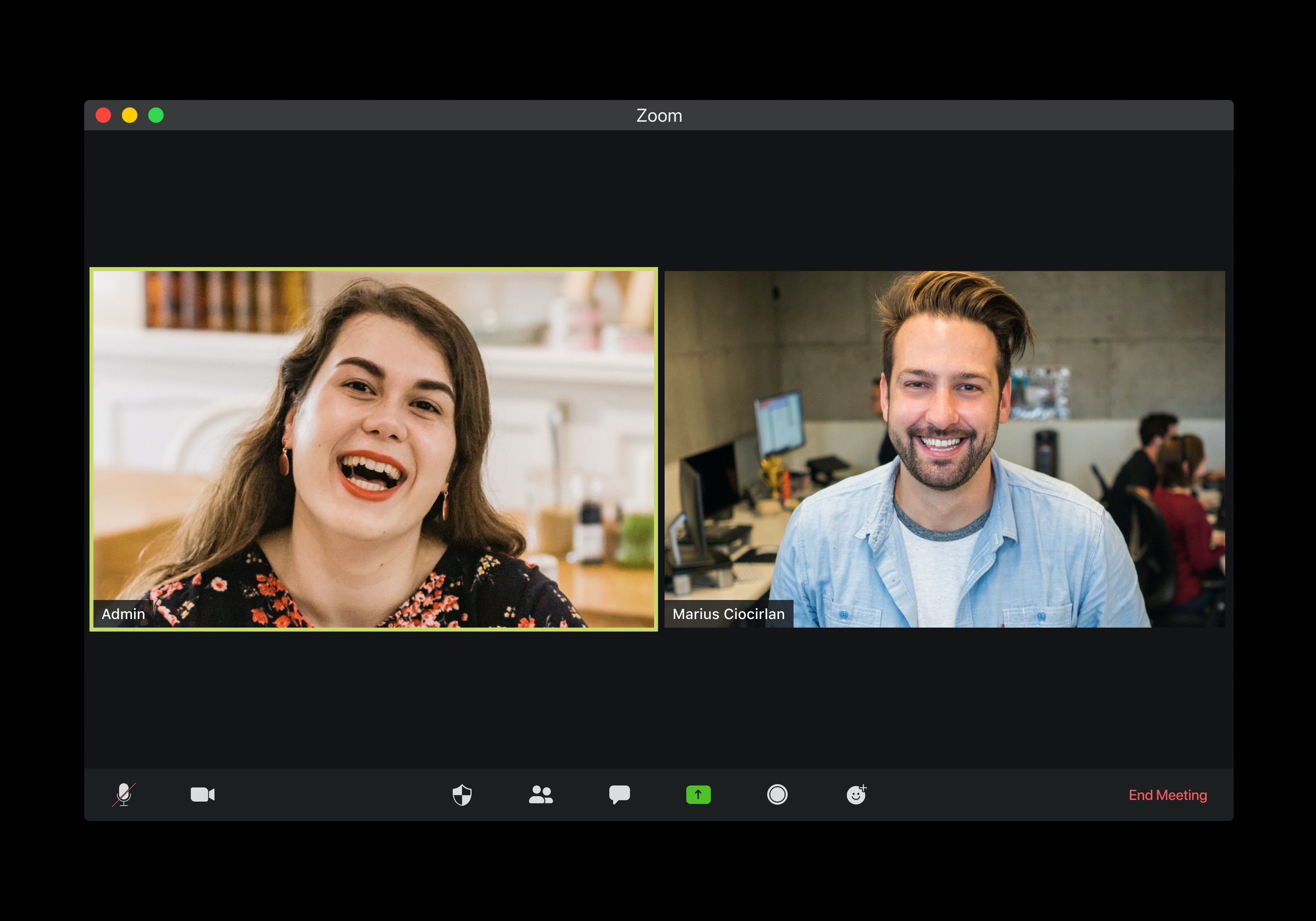 Two people having a zoom meeting