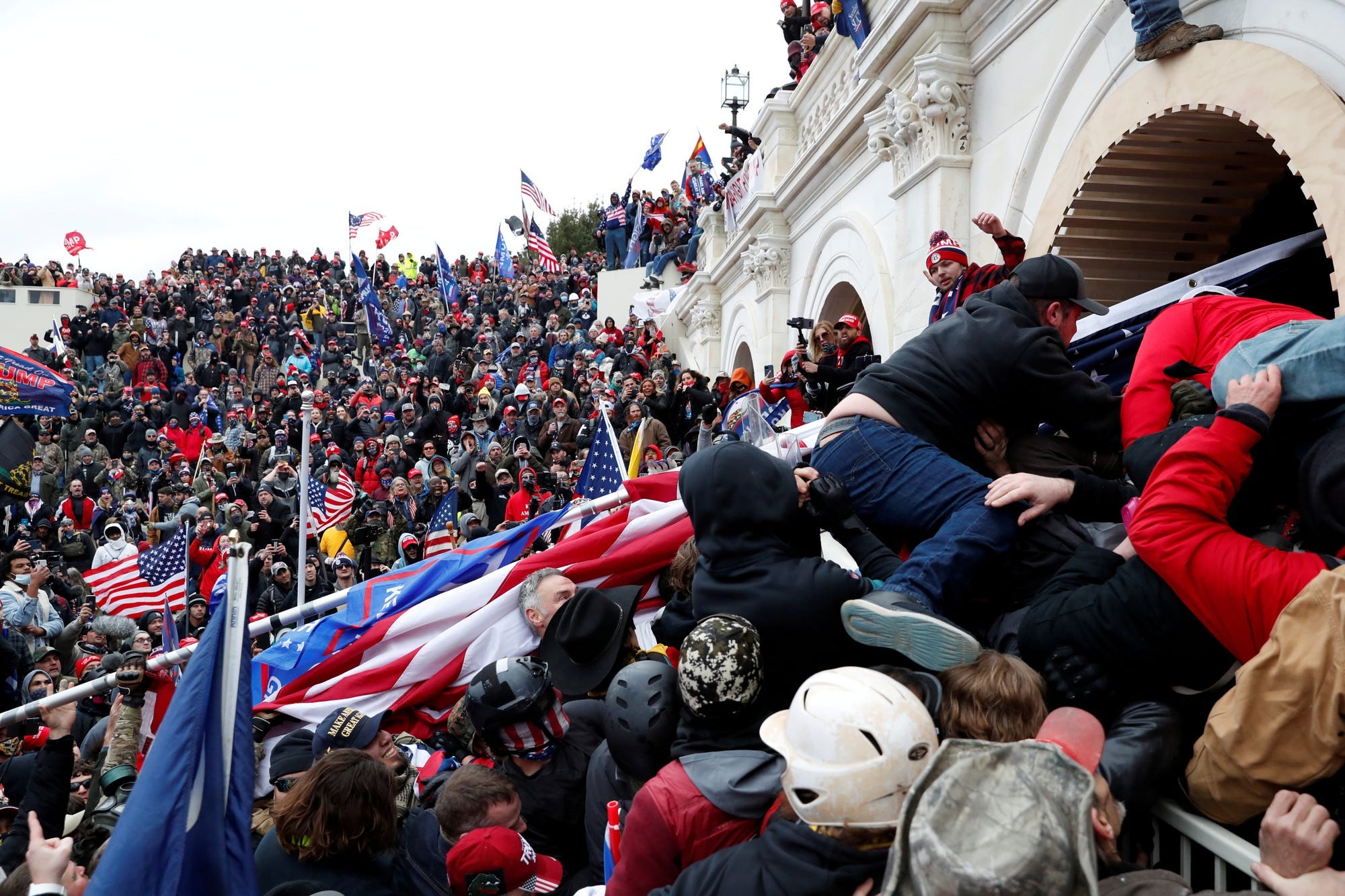 Pro-Trump protesters storm into the U.S. Capitol on Jan. 6, 2021.
