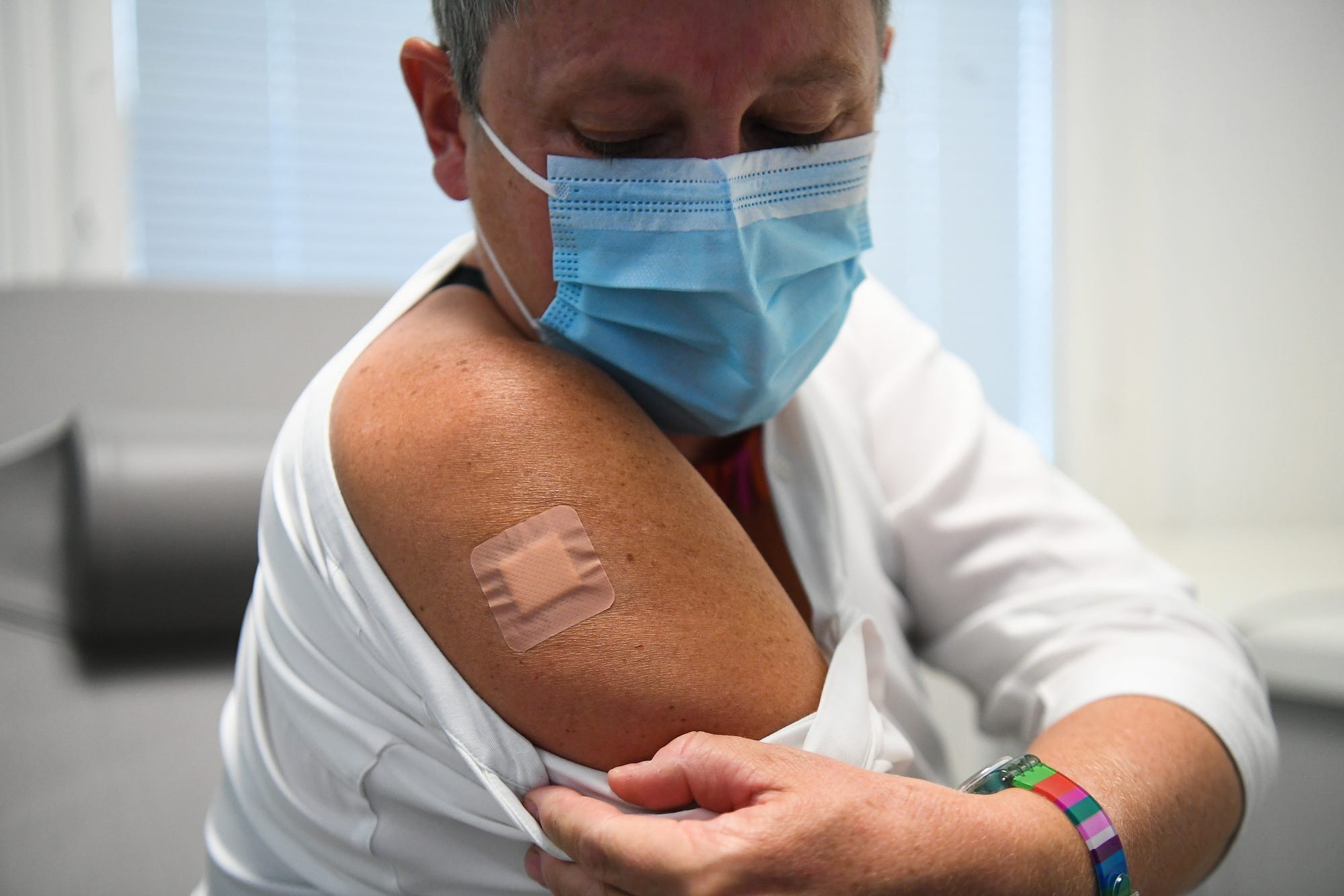 Kate Bingham, the chair of the UK government’s Vaccine Taskforce, starting her Novavax trial in London.