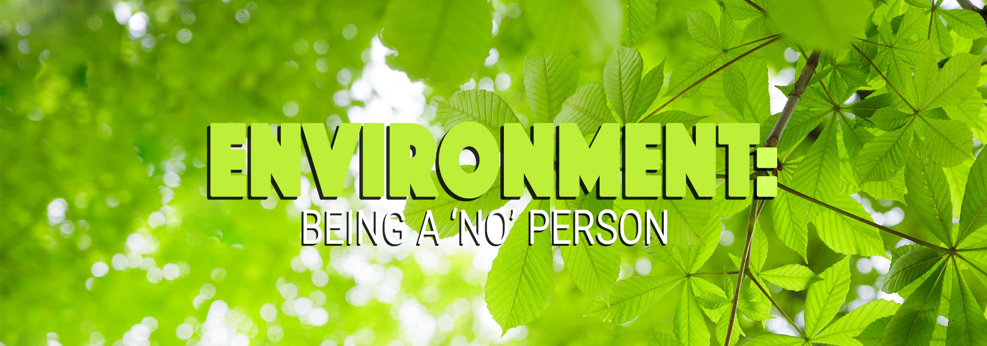 Environment: Being a ‘No Person’. There is an increasing amount of ...