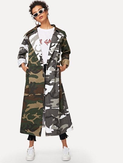 camouflage duster coat
