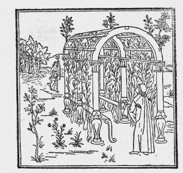  
Polia and Polifilo. Woodcut from the Hypnerotomachia Polifili. (Image from Wikimedia Commons.)