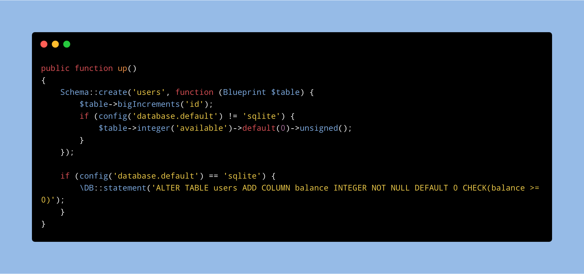 How to Workaround Unsigned Integer for SQLite on Laravel