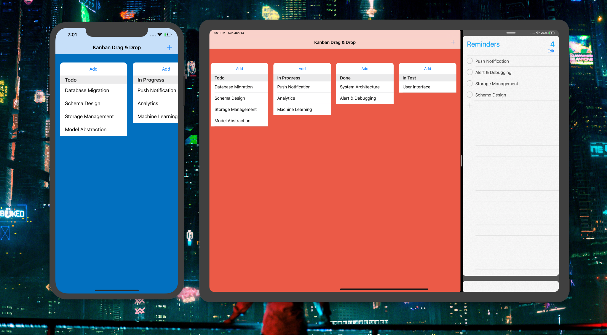 Trello Like Drag and Drop Cards for Project Management Software