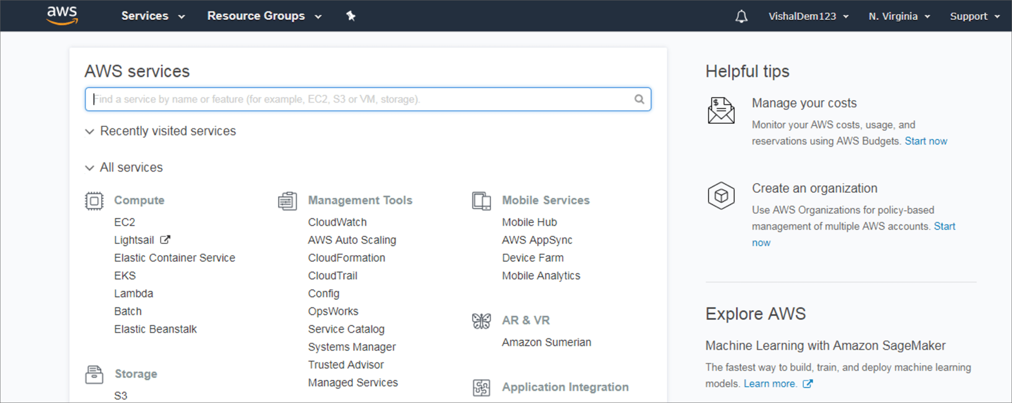 AWS Management Console AWS Console Interface by Vishal Padghan