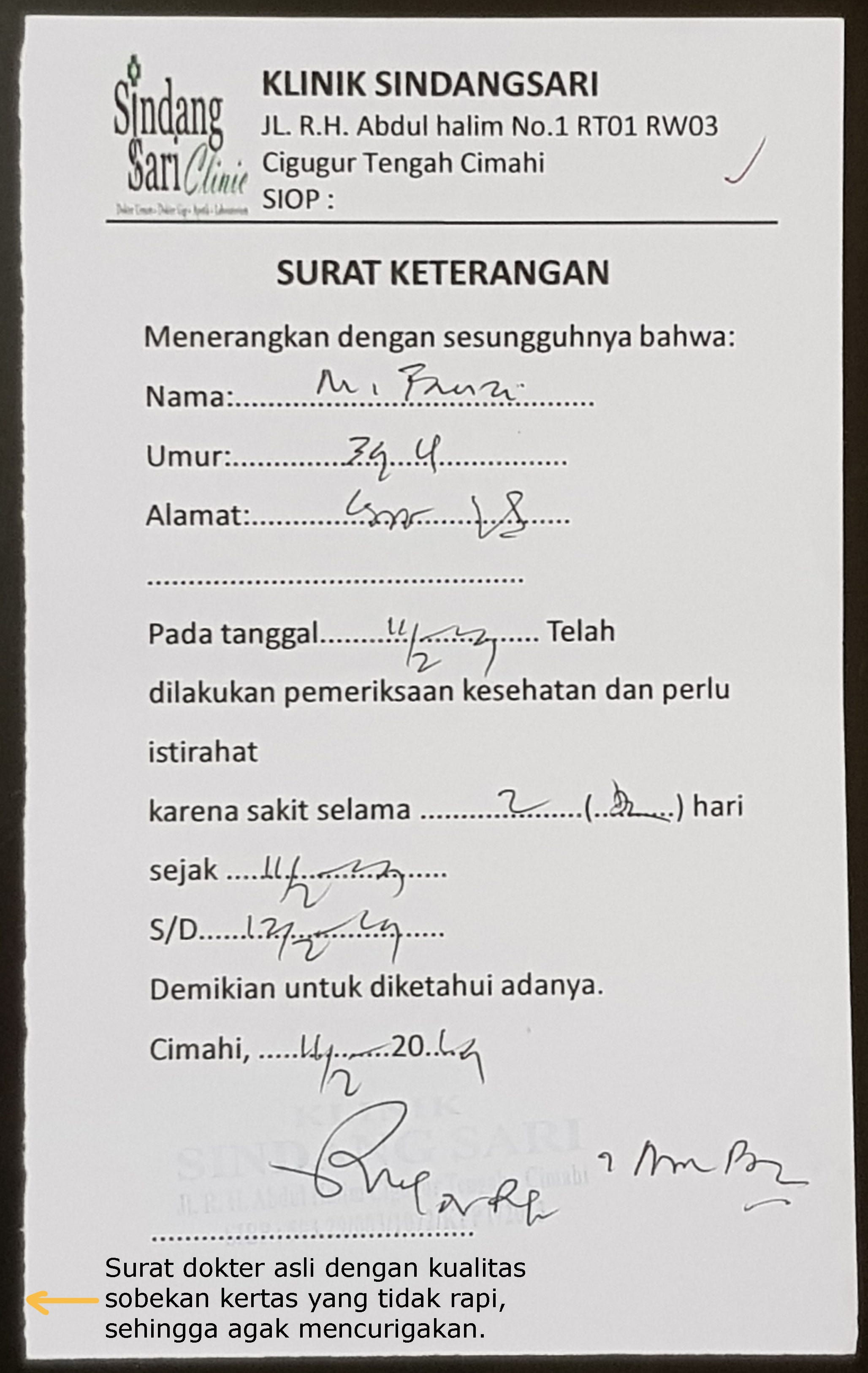 Cara Mengecek Surat  Dokter  Asli dengan yang Palsu Lucy 