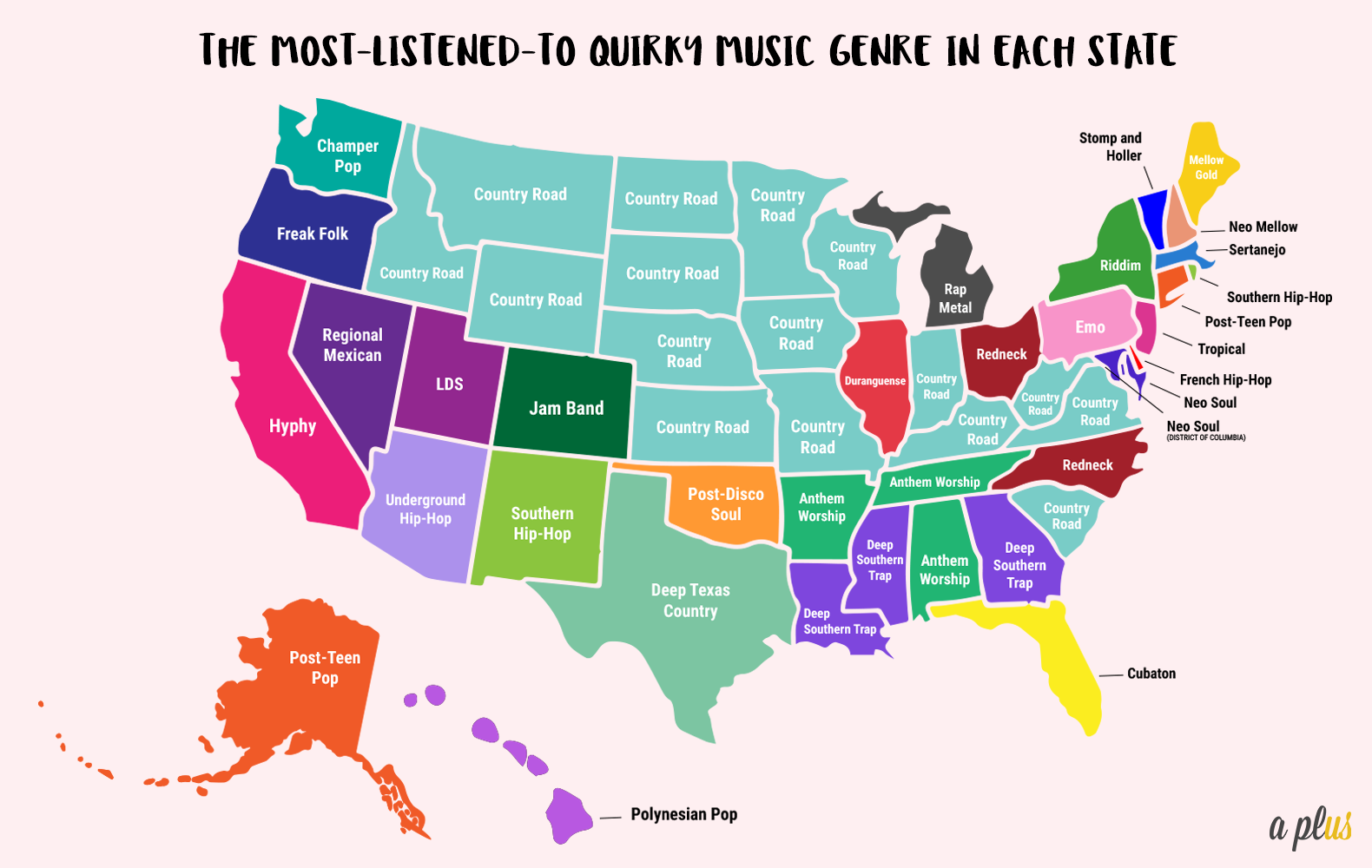 This is the quirkiest music genre people listen to on Spotify in your state  | by A Plus | Medium