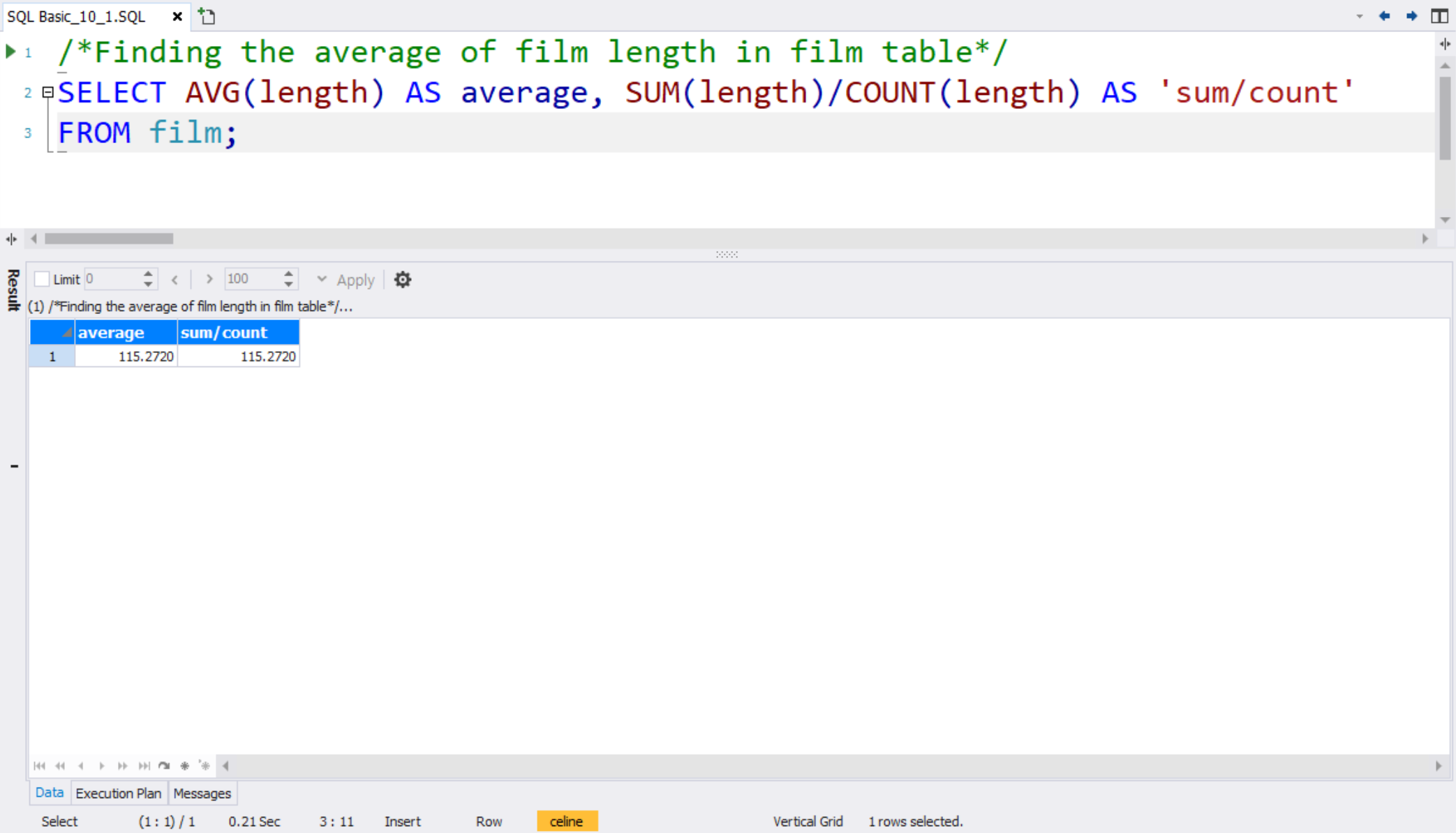 [SQL Basic] What is the average film length? — SQL AVG/MIN/MAX by