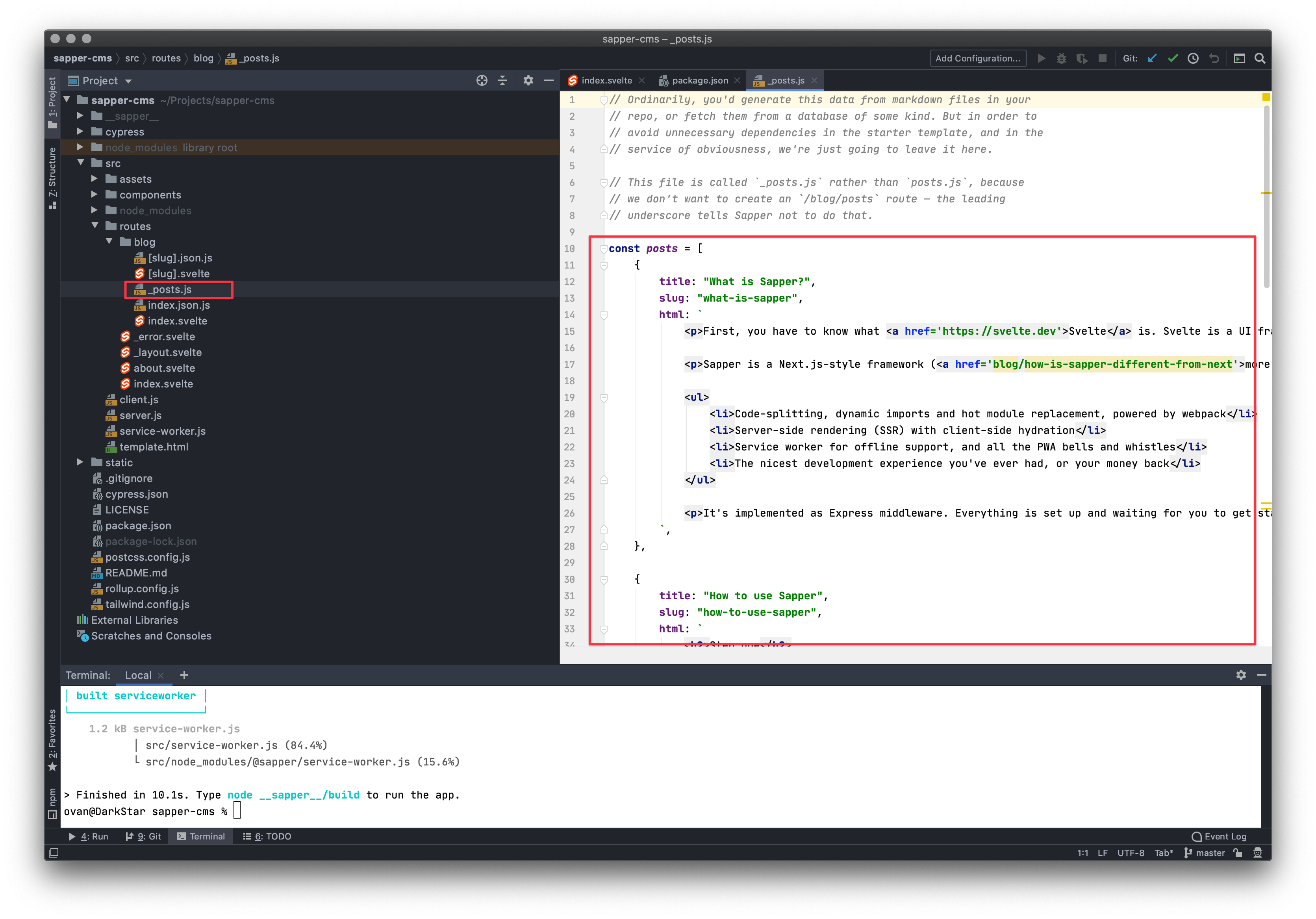 WebStorm with .js file loaded