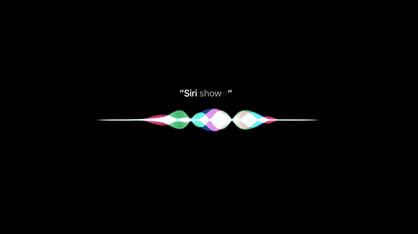 A gif simulating Siri answering to the query Siri show me something new.
