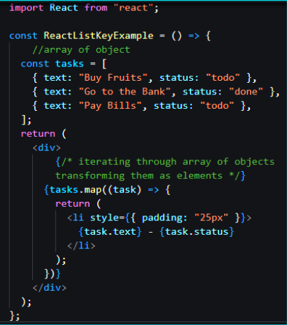 Map Array Of Objects React React Lists And Keys. React Simplifies The Rendering Of Lists… | By Vinitha  Subhash | Medium