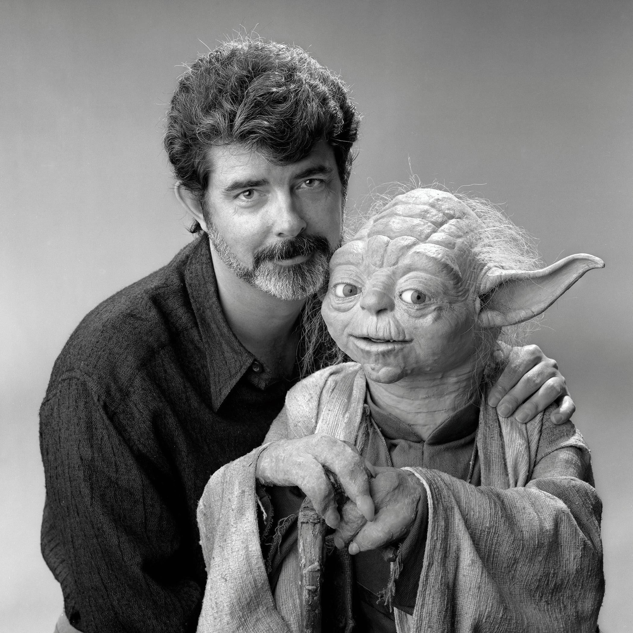 George Lucas pictured with Yoda