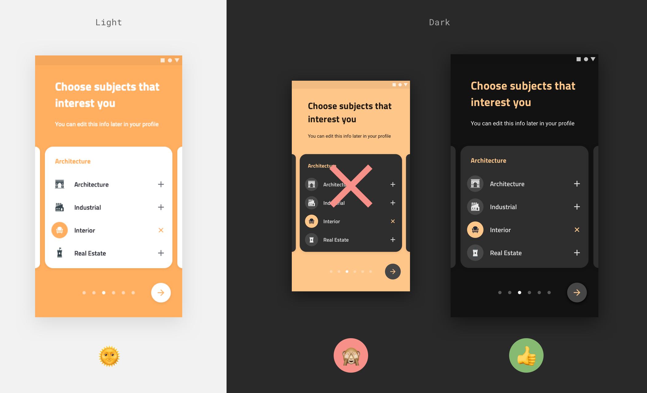 Design For The Dark Theme Bringing The Dark Ui On Android Apps By Pierluigi Rufo Snapp Mobile Medium