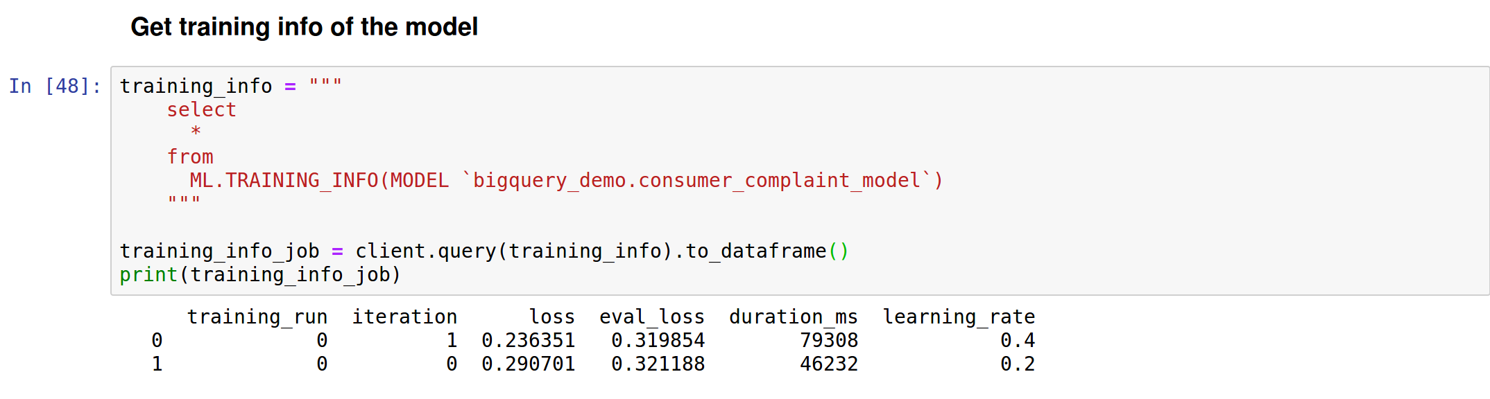 bigquery ml logistic regression