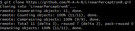 Screenshot of Git command to clone a repository