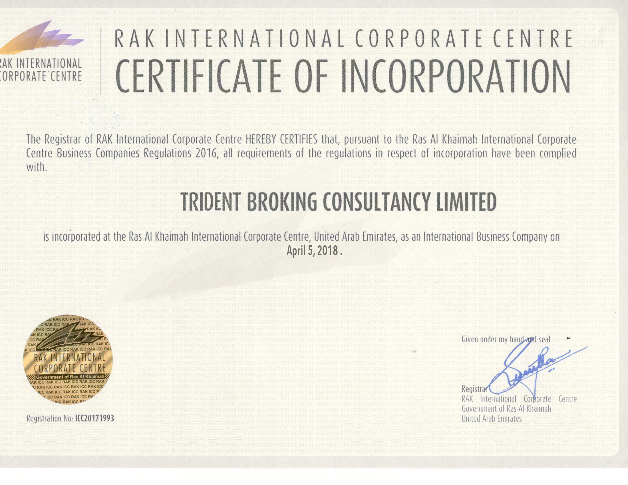 Certificate of Incorporation. Good new, everyone. Our ...