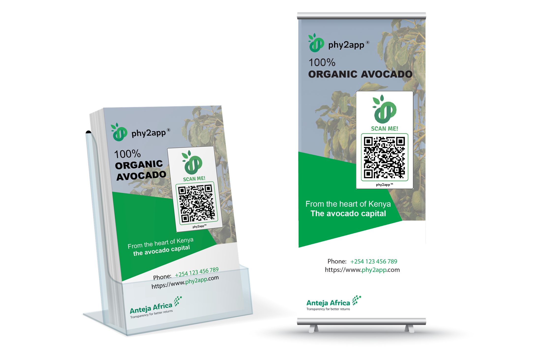 phy2app QR labels on marketing material