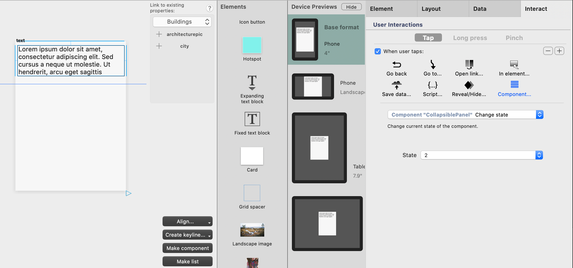 Horizontal lists & collapsible panels in React Studio update 1.7.4