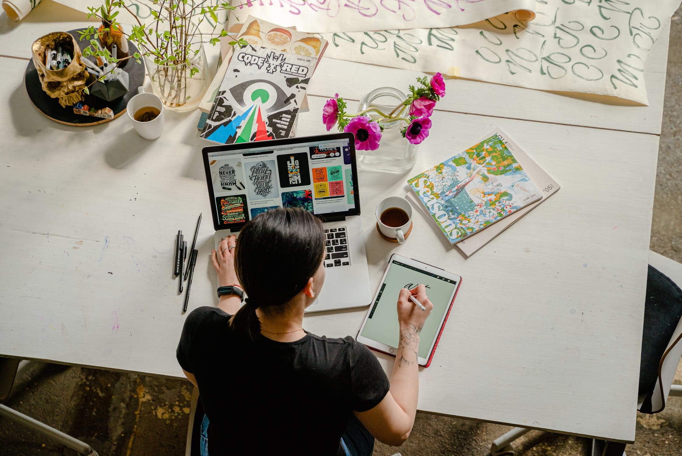 Woman working and managing her time