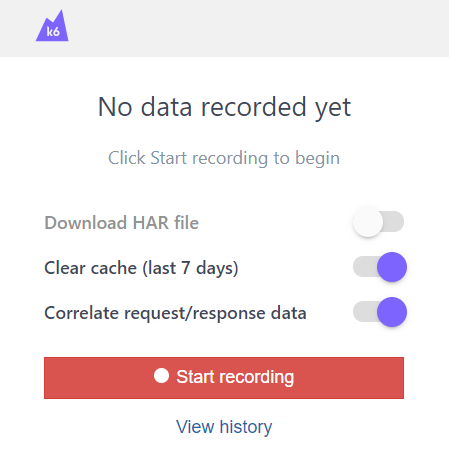 Image shows “no data recorded yet”