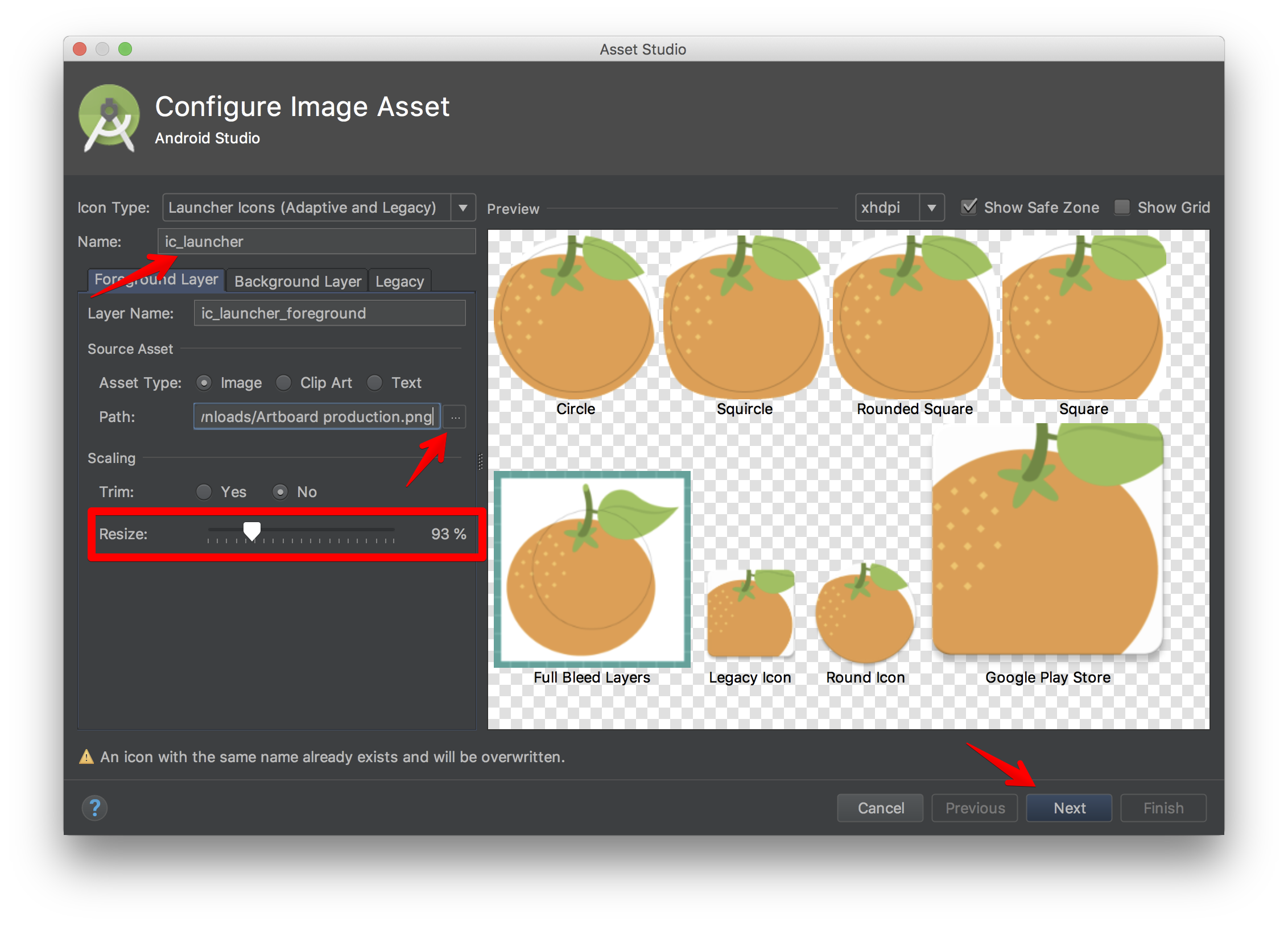 change icon for app android studio