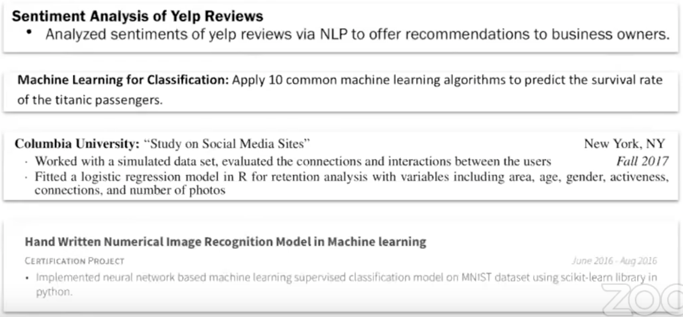 machine learning portfolio examples